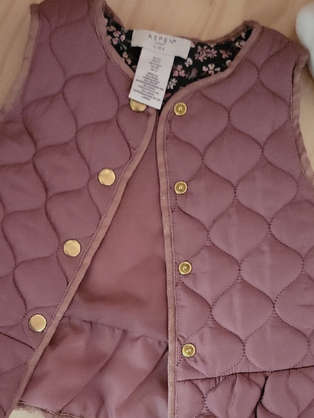 Aspen Quilted Mauve Toddler Vest